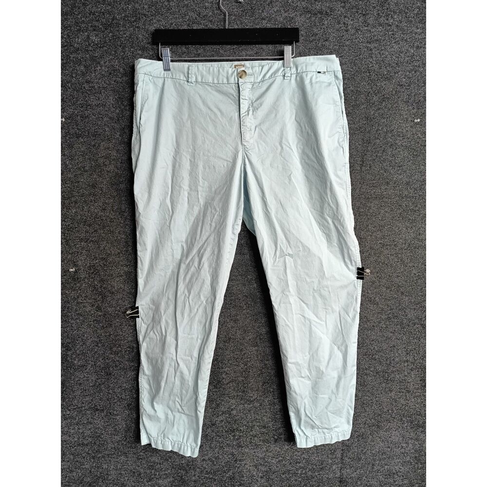 BOSS Hugo Boss Men Light Blue Flat Front Chino Trousers Pants Size 33x32